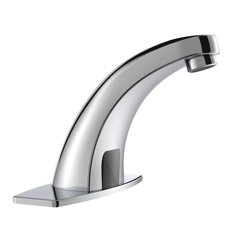 Green Spring Greenspring Touchless Bathroom Sink Faucet, Motion Automatic Sensor Faucet, Hands Free Vanity Faucets with Hole Cover Plate, Modern Commercial with Control Box and Temperature Mixer, Chrome - Image 1